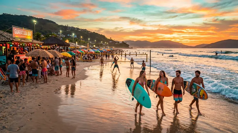 Praias e dia em Guaratuba